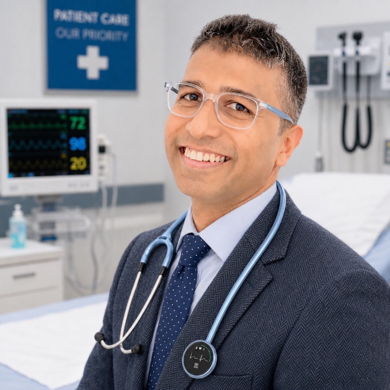 Dr Anandarajan in paediatric clinic consultation room
